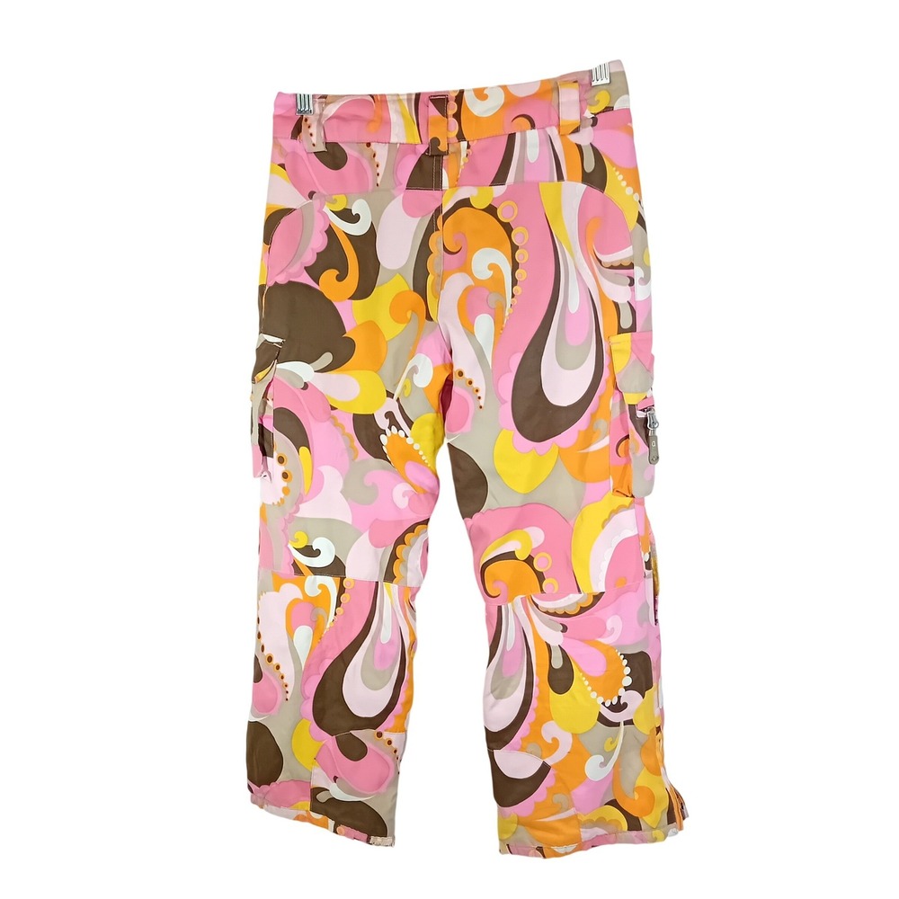 Vintage Y2K Kid D2 Deux Par Deux Camo Multicolor Groovy Snowpants Winter  8 READ